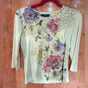 KAREN SCOTT SIZE PETITE SMALL FLORAL TOP